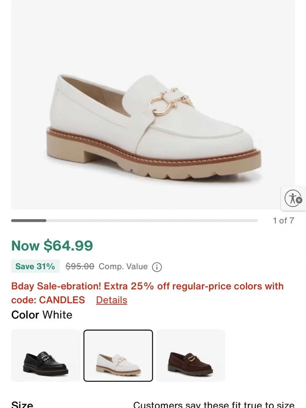 Anne Klein White Leather Loafers with Gold Hardware